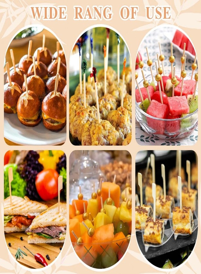 PEOUWNES ٨٠٠ قطعة من أعواد الكوكتيل للمقبلات، أعواد أسنان من الخيزران من PEOUWNES، أعواد كوكتيل فاخرة للمقبلات والمشروبات والفواكه وأسياخ الطعام والحلويات واللحوم الباردة وحفلات الزفاف - Image 4